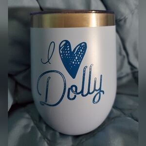 I Heart Dolly White and Blue Metal Tumbler